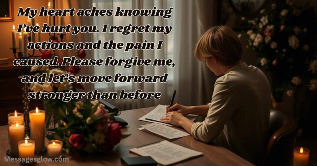 My heart aches knowing I’ve hurt you. I regret my actions and the pain I caused. Please forgive me, and let’s move forward stronger than before